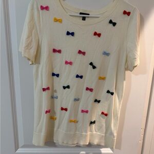 Talbots Cream Tee with Colorful Bows